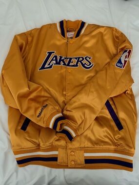 Mitchell & Ness Los Angeles Lakers Gold and Purple Satin Men’s Jacket